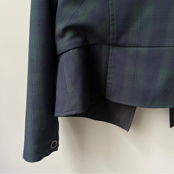 Cabi Moto Jacket‎ Blazer Women's 8 Plaid Navy Blue Hunter Green Preppy Office - Picture 10 of 12